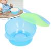 Kleinkind Selbstfütterungsschüssel Silikon Saug-Schüsseln Plastik Baby-Essschüssel mit Deckel Löffel(Grün )