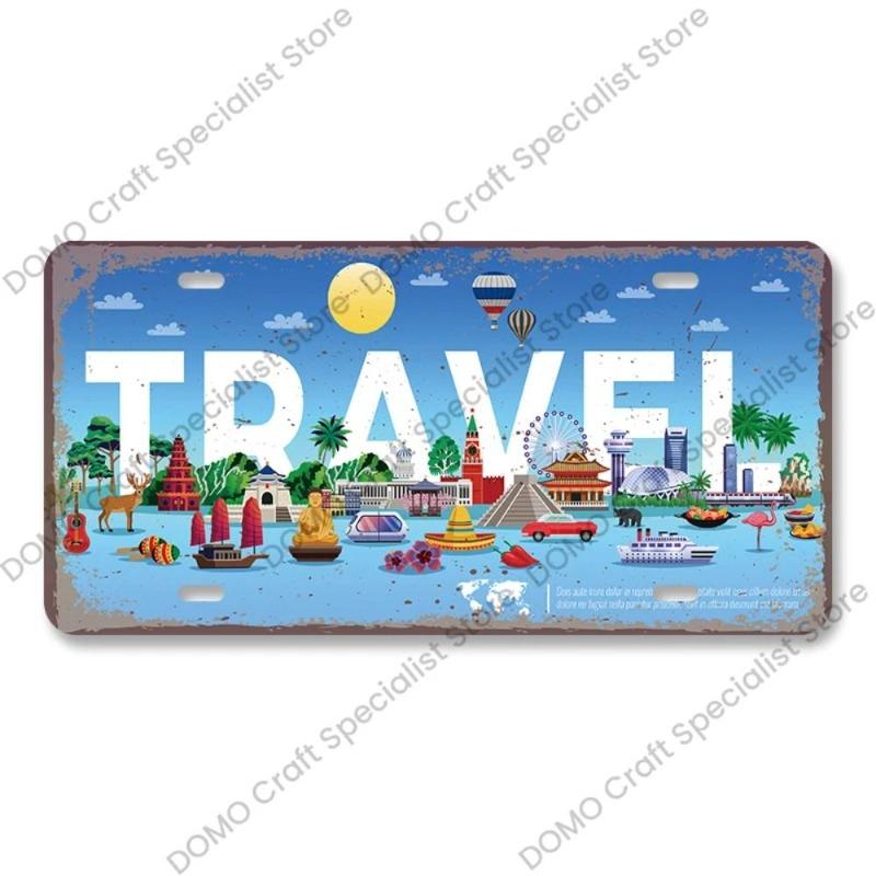 Motorcycle Souvenir License Plate, Metal Auto Wall Decor 15x30cm