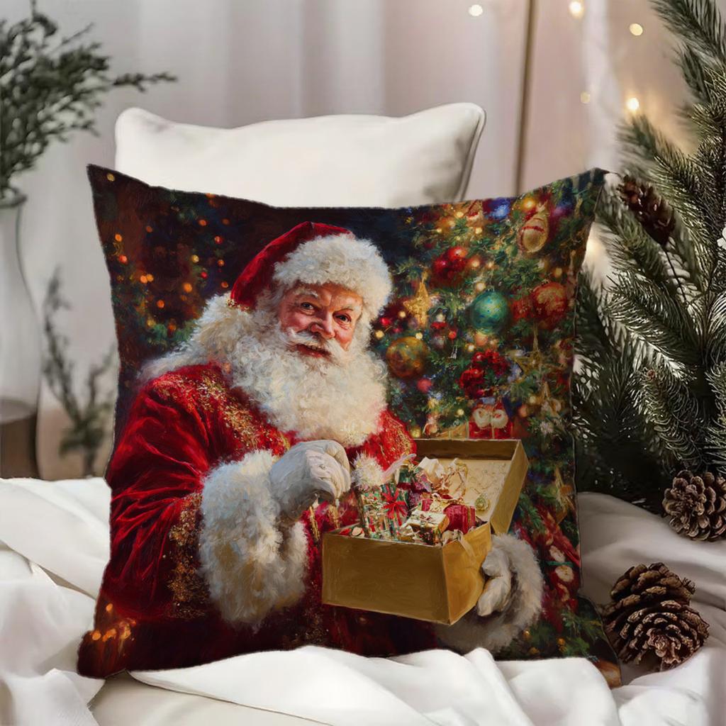 Santa Claus & Deer Pattern Pillowcasesuitable For Sofa Car Bedroom Decorative Cushion Cover Pillow Cover
