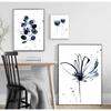 Watercolor Flower Poster Abstract Ink Blue Leaf Wall Painting Art On Canvas Modern Minimalist Image  Mural Roomdecoration