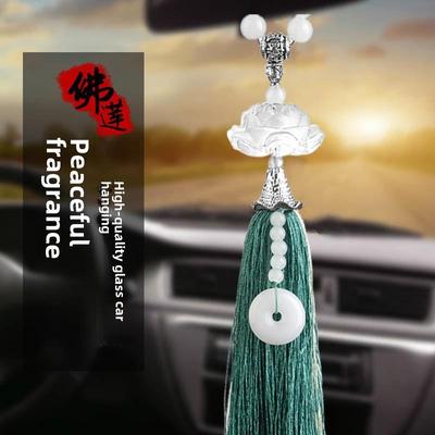 Pendentif Lotus en cristal haut de gamme pour voiture – Style chinois luxueux, tendance sur Douyin