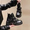 Muffin bottom retro lace-up round head thick-soled short boots women's autumn new thick-heeled British locomotive boots