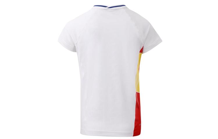 Li Ning Badminton Collection T Shirts Women's Standard White V Neck Moderate Straight Fit AAYR374-1