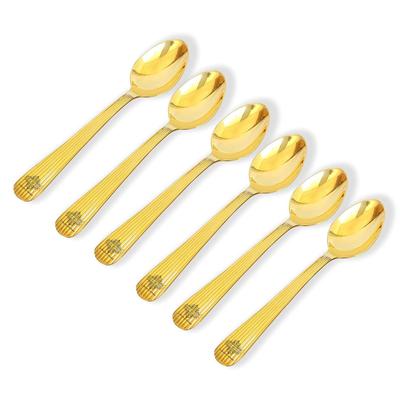 Hochwertiges Dessertlöffel-Set aus Messing mit Futterdesign, perfekt für den Einsatz zu Hause, in der Küche oder im Restaurant, 17,8 cm lang (Packung mit 6)