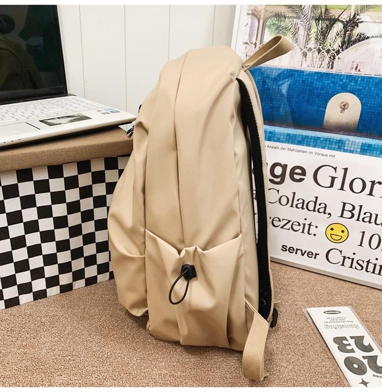 Schoolbag Female Junior High School Students High School Student Backpack Large Capacity Solid Color Backpack
