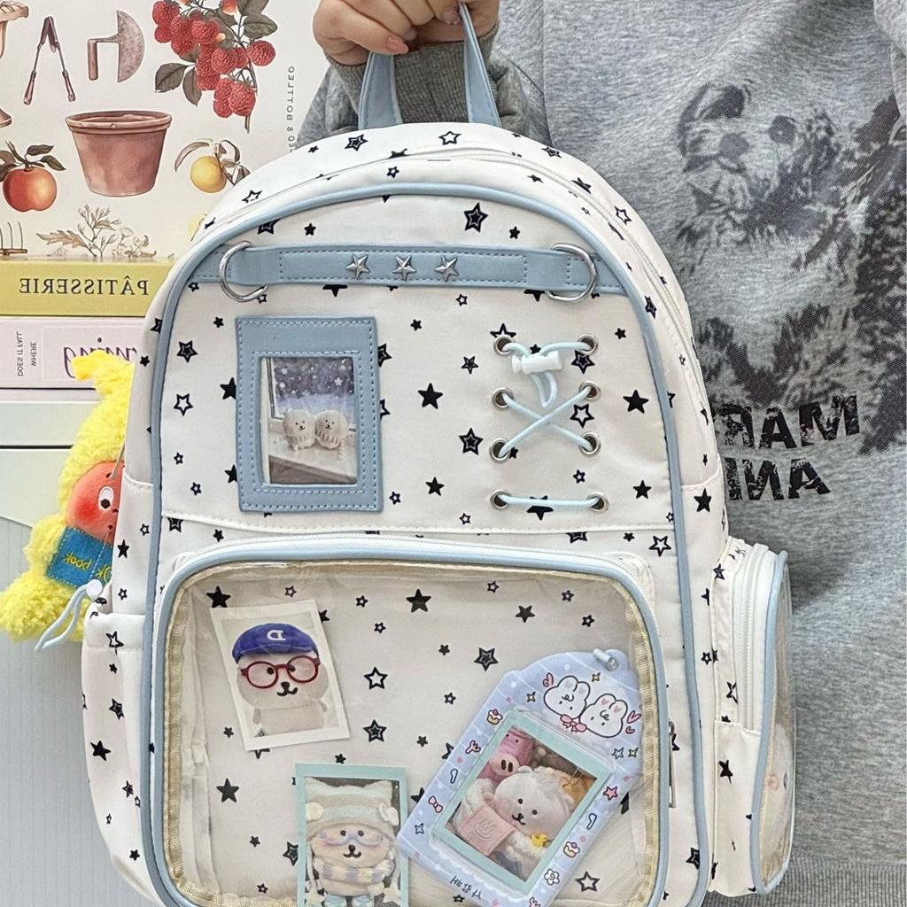 Schulranzen1011 Koreanische Version von frischem und süßem Schulranzen für Mädchen, niedliche Sternen-Bar-Schmerz-Tasche, Schüler der Sekundarstufe, Mädchen, leichter Rucksack