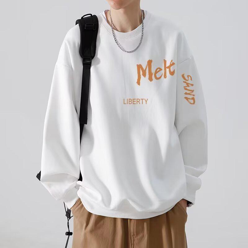 Harajuku Style Men s Trendy Round Neck Heavyweight Hoodie M белый