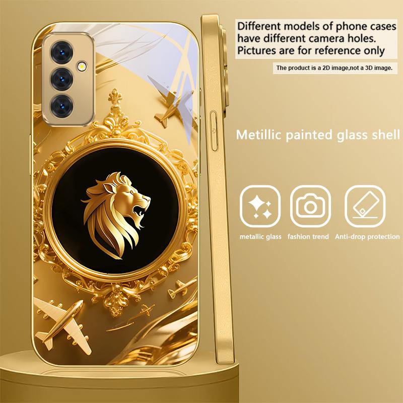 Gorgeous golden airplane For Samsung Galaxy S 21 S22 S23 Plus S24 Ultra S20 FE 25Ultra S21+ S9+ 22Plus Golden glass phone case