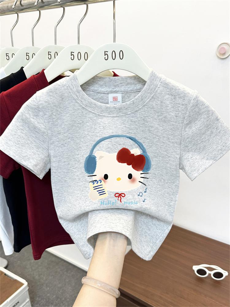 Kids Summer Cotton Cartoon T Shirt Loose Short Sleeve Round Neck Top For Boys And Girls