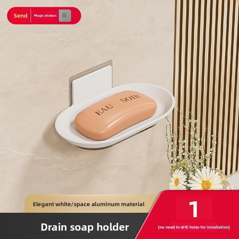 Wall Mounted Soap Dispenser Organizer With Sucker Hook For Bathroom Storage