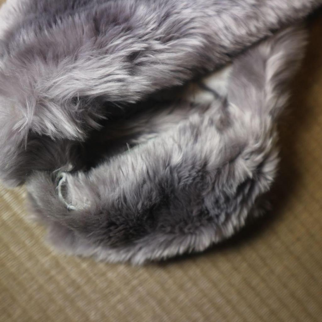 Real Fur Muffler Gray Coming of Age Ceremony Vintage Fur Stole Made in Japan Japanese Style