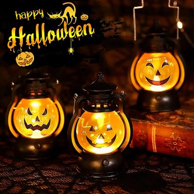 Halloween Pumpkin Lantern Decoration Ornament Creative Small Oil Lamp Led Electronic Wind Light Pendant Hand-held Small Lantern