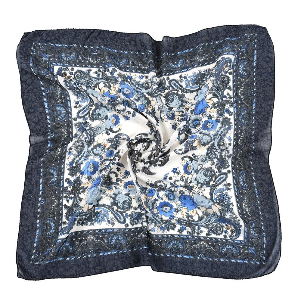 70*70cm Women Russian Floral Print Square Bandana Handkerchief Headband Scarves