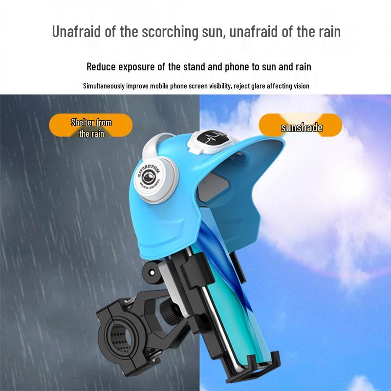 Compact Waterproof Phone Holder for Motorcycle, Scooter & Bicycle with Sunshade, Ideal for Food Delivery Riders