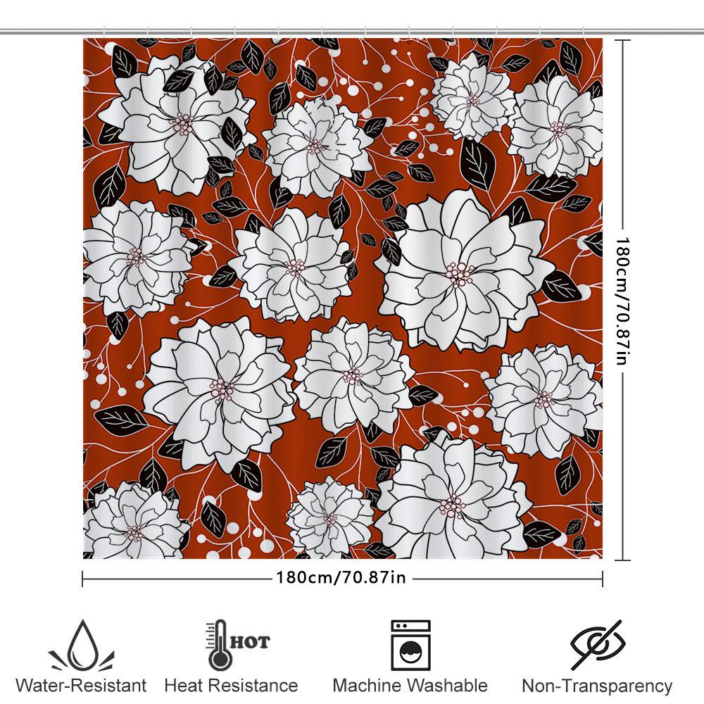 Floral Shower Curtain Home Decor Waterproof Bathroom Decoration 3D Printed White Black Red Design Window Curtains for Kids Bathr