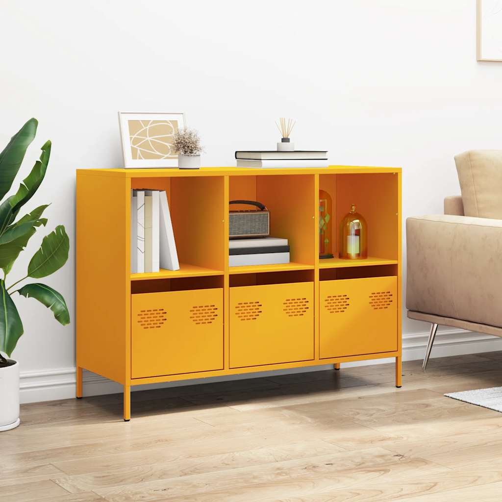 Sideboard Mustard Yellow 101.5 X 39 X 73.5 Cm Cold Rolled Steel