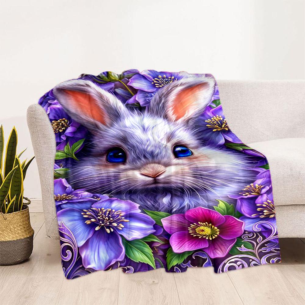 Easter Eggs And Bunnies Blanket,Suitable for Sofas, Offices, Travel, Living Rooms, Gifts To Relatives and Friends, Blanket,Suitable for All Seasons.