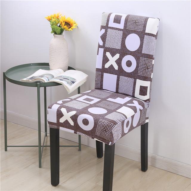 Printed Dining Chair Case Spandex Elastic Chair Slipcover Case Stretch Seat Covers For Wedding Hotel Banquet Home Use Dining Room