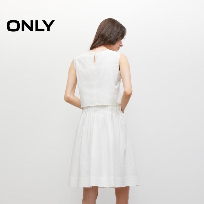 ONLY 2025 Summer Pleated A-line White Mini Dress