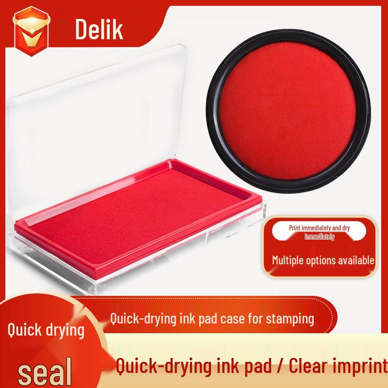 Red Quick-Drying Ink Pad for Office Stamps - Special Round Design