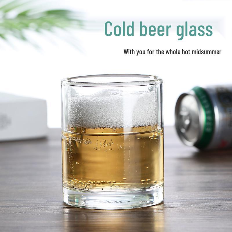 Heat-Resistant Double-Walled Glass Cup with Handle for Cold Drinks, Draft Beer, and Wine.