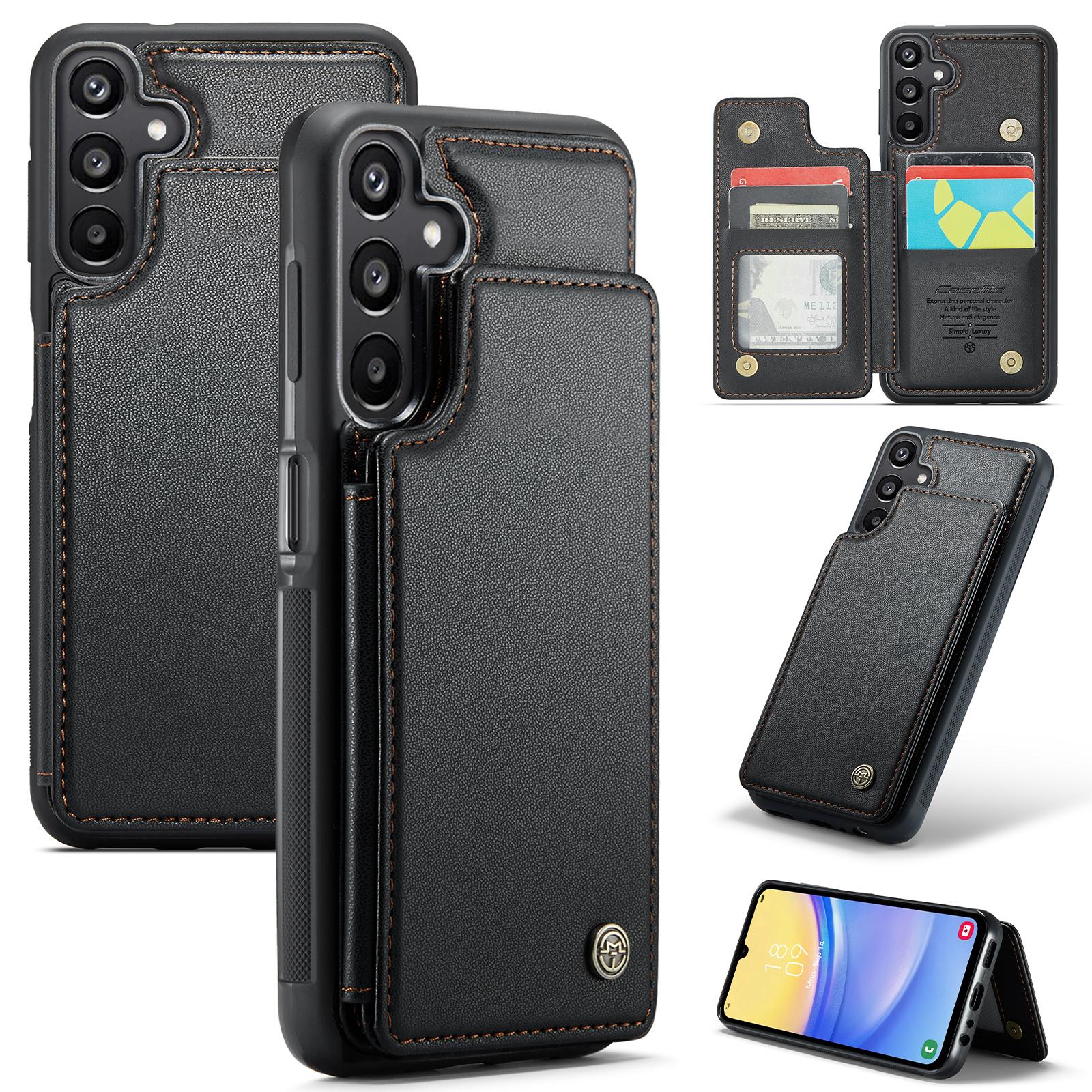 

For Samsung Galaxy A16 5G/A16 4G Case with RFID Blocking 5 Card Slots CASEME C22 Leather Back Cover Black