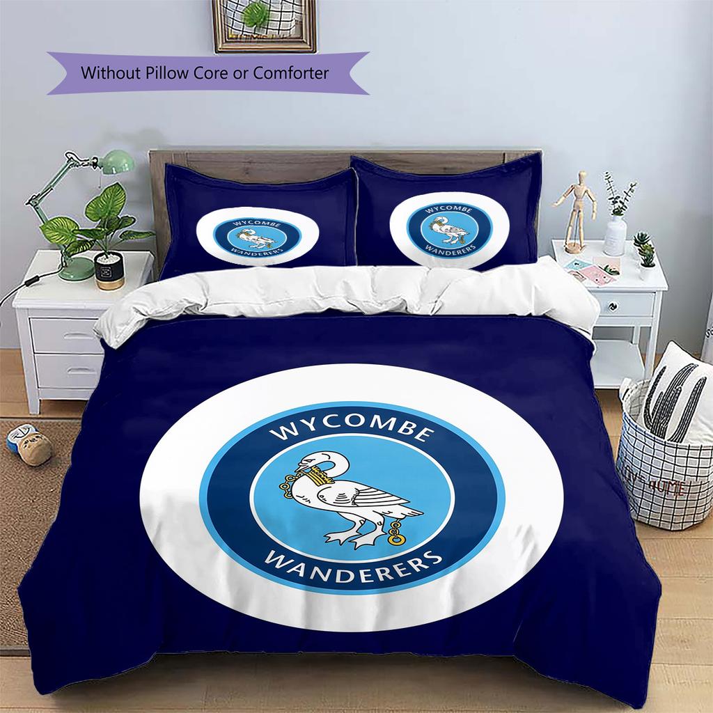 Wycombe Wanderers Pattern Bedding Quilt Set Home Decoration Gift (1 * Duvet Cover + 2 * Pillowcase Without Core)