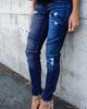 Skinny Denim Jeans Ženy Ceruzka Nohavice Dámske Tenké skladané diery Strečové Sexy džínsové nohavice