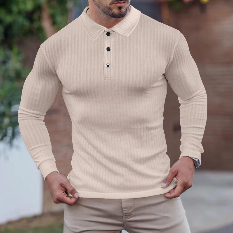 Autumn Men's Long-sleeved T-shirt Anti-stripe Loose Lapel Long-sleeved Polo Shirt Men's Tops