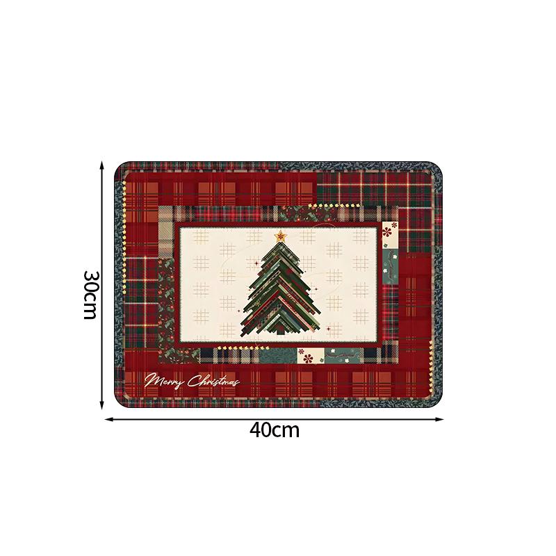 Christmas Placemats Coaster Xmas Dinner Table Mats Plate Pads Cartoon Gingerbread Man Snowman Placemat Tableware Decoration