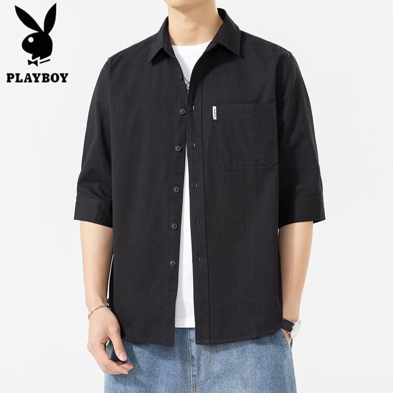

PLAYBOY Men s 3/4 Sleeve Cotton Polo Shirt M