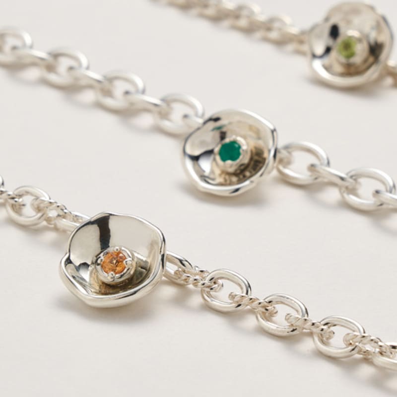 liersi Hibis flower. Bold chain Bracelet (natural stone 7color)