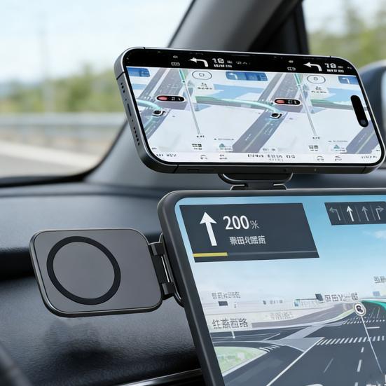 Portable Magnetic Phone Holder Adhesive Ultra-Thin Foldable Cell Phone Mount Shockproof Universal Car Dashboard Mobile Phone Holder