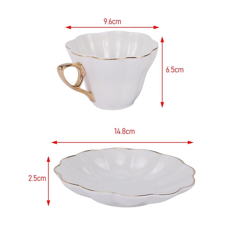 M-Modern-Elegant Flower Bone China Tea Cup Saucer Set Tea Cup White Porcelain Coffee Cup Tea Set Coffee Cup Espresso Cup