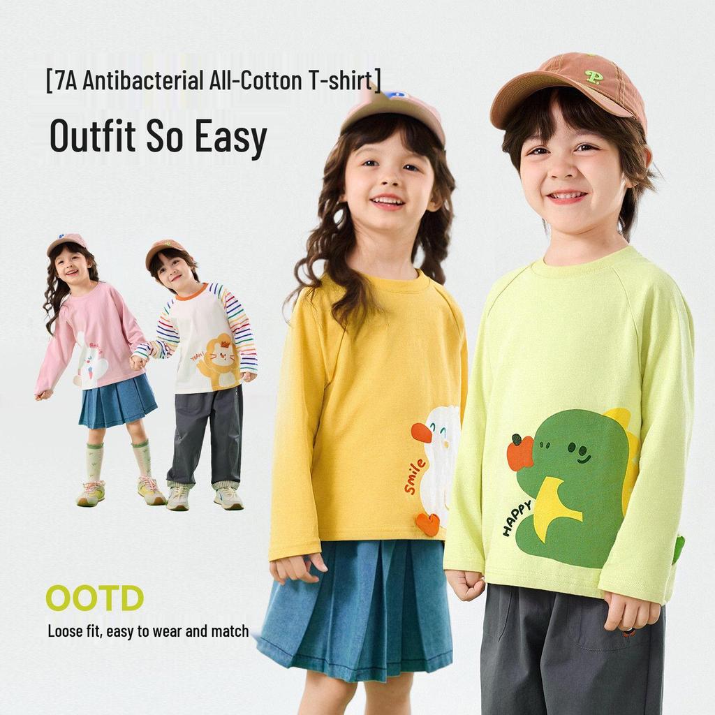 Dudu Family 100% Cotton Long Sleeve Children's T-shirt for Boys and Girls - Spring Top