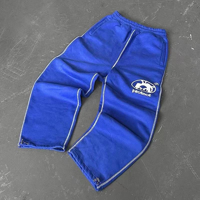 Men's Y2K Letter Embroidered Fleece-Lined Sweatpants