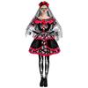 Day of The Deads Costume Sugar Skull Costume Flower Headbands Fishnet Thigh High Socks Gloves Roses Temporary Tattooed
