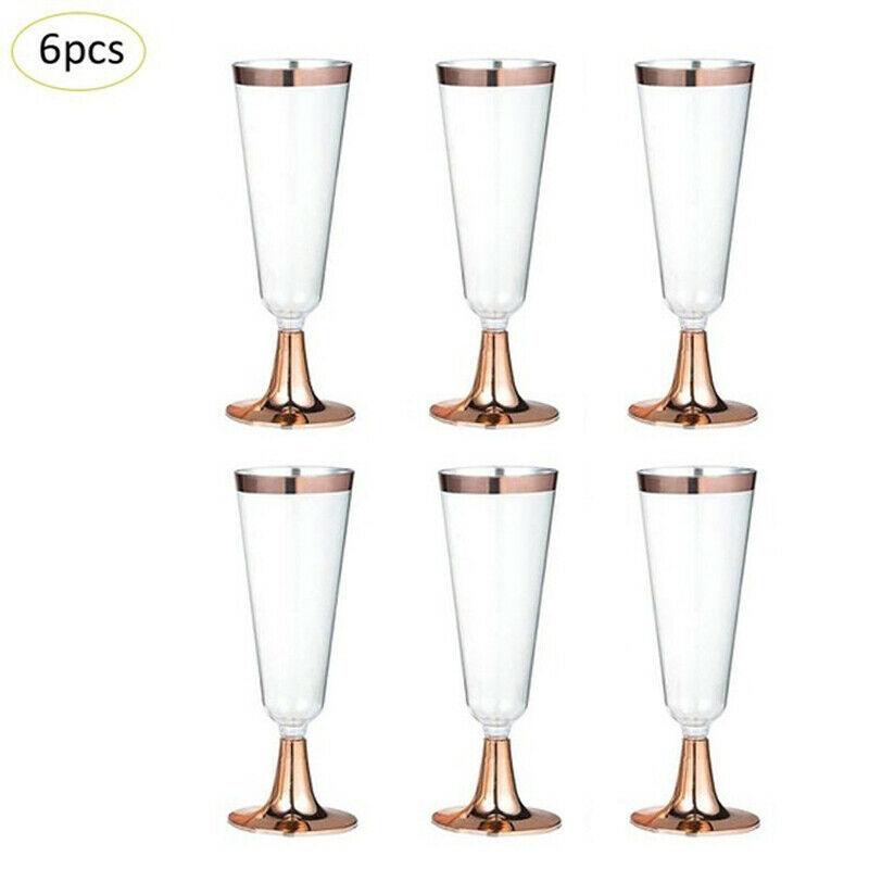 6Pcs/Set 150ml Disposable Red Wine Glass Plastic Champagne Flutes Glasses Cocktail Goblet Wedding Party Supplies Bar Drink Cup