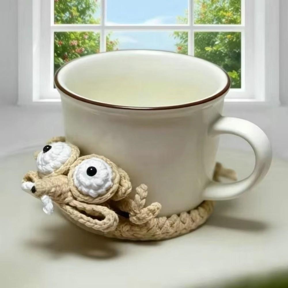 Non-Slip Crochet Squirrel Coasters Creative Drink Insulation Pad Water Cup Mat  Restaurant Table