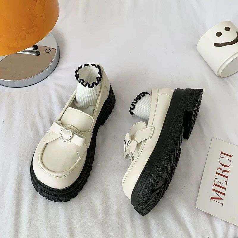 White Mary Jane small leather shoes women's autumn British style platform Japanese jk shoes cute versatile round head student single shoes
