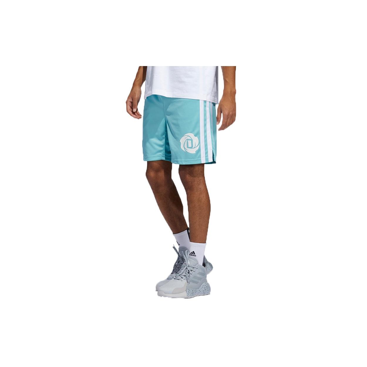 Men s adidas Rose Short Ross Stripe Patchwork Print Loose Basketball Sports Shorts Sky Blue GV4649 M