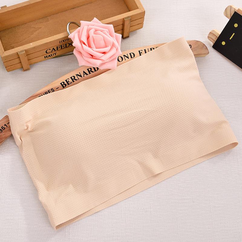 

Цельный бесшовный бюстгальтер с дышащими отверстиями из ледяного шелка, препятствующий выцветанию, для женского бюстгальтера с запахом и нижней частью one size бежевый