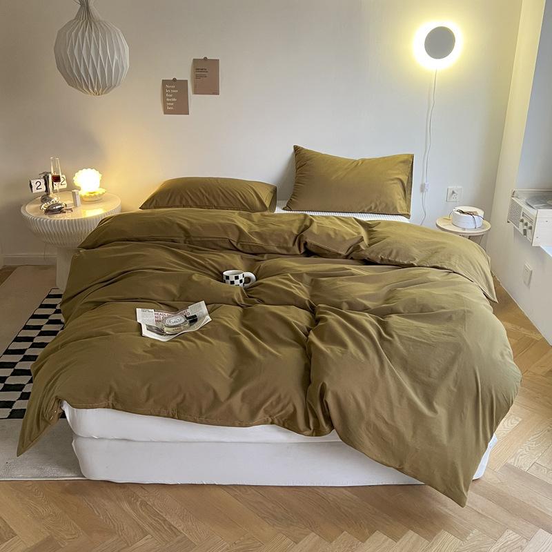 Ins Solid Color Washed Cotton Quilt Cover Single and Double Four Seasons Pure Cotton Quilt Cover
