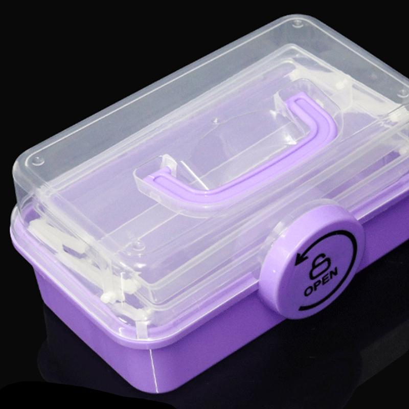 1Pc Children'S Hair Accessory Storage Box With Three Layers And Foldable Hand-Held Accessories Desktop Storage Box Nail Art Box