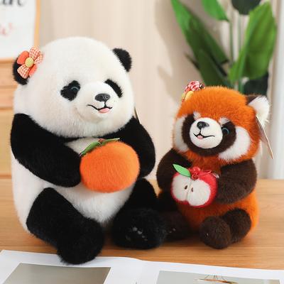 Niedliche Frucht-Panda-Puppe Plüschtier Bambus Riesenpanda Rucksack naive Puppe gibt Mädchen Geburtstagsgeschenk