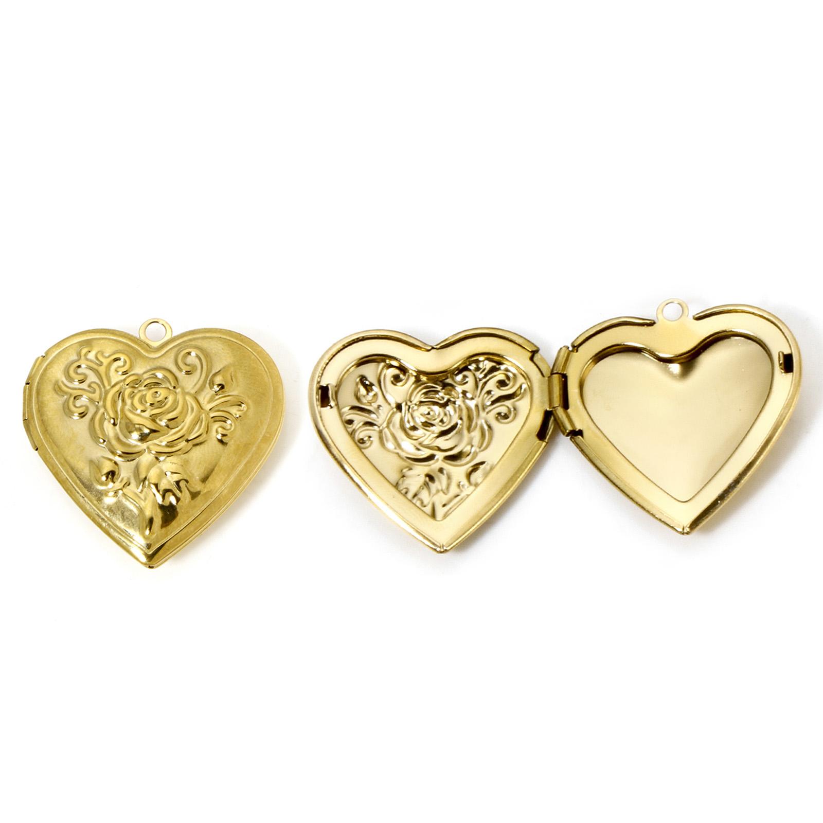 

1 Piece 304 Stainless Steel Picture Photo Locket Frame Pendants 14K Real Gold Plated Heart Leaf Can Open Charms DIY Necklace