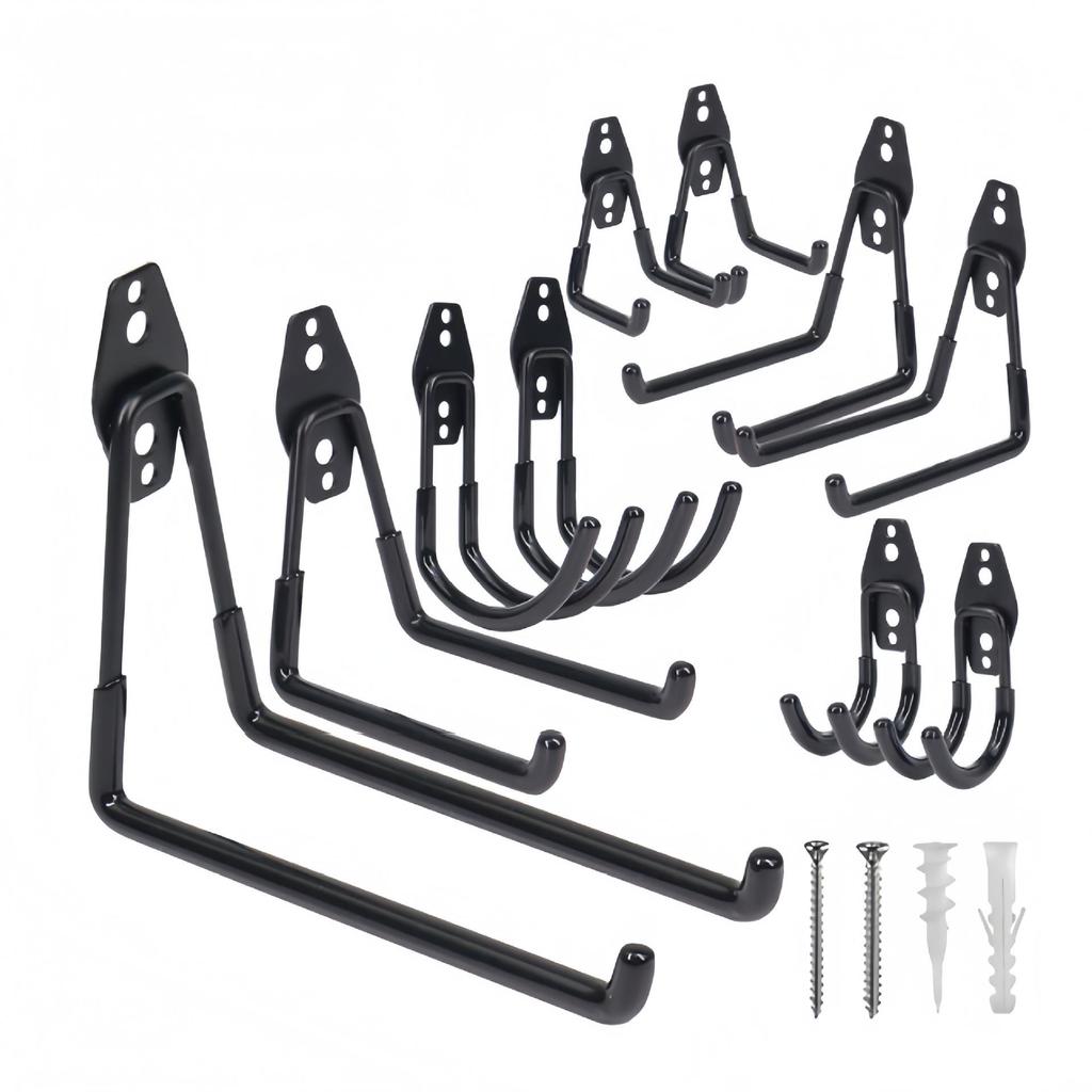 Garage Wall Mount Hooks for Tools, Bicycles, Skateboards, Ladders, and More