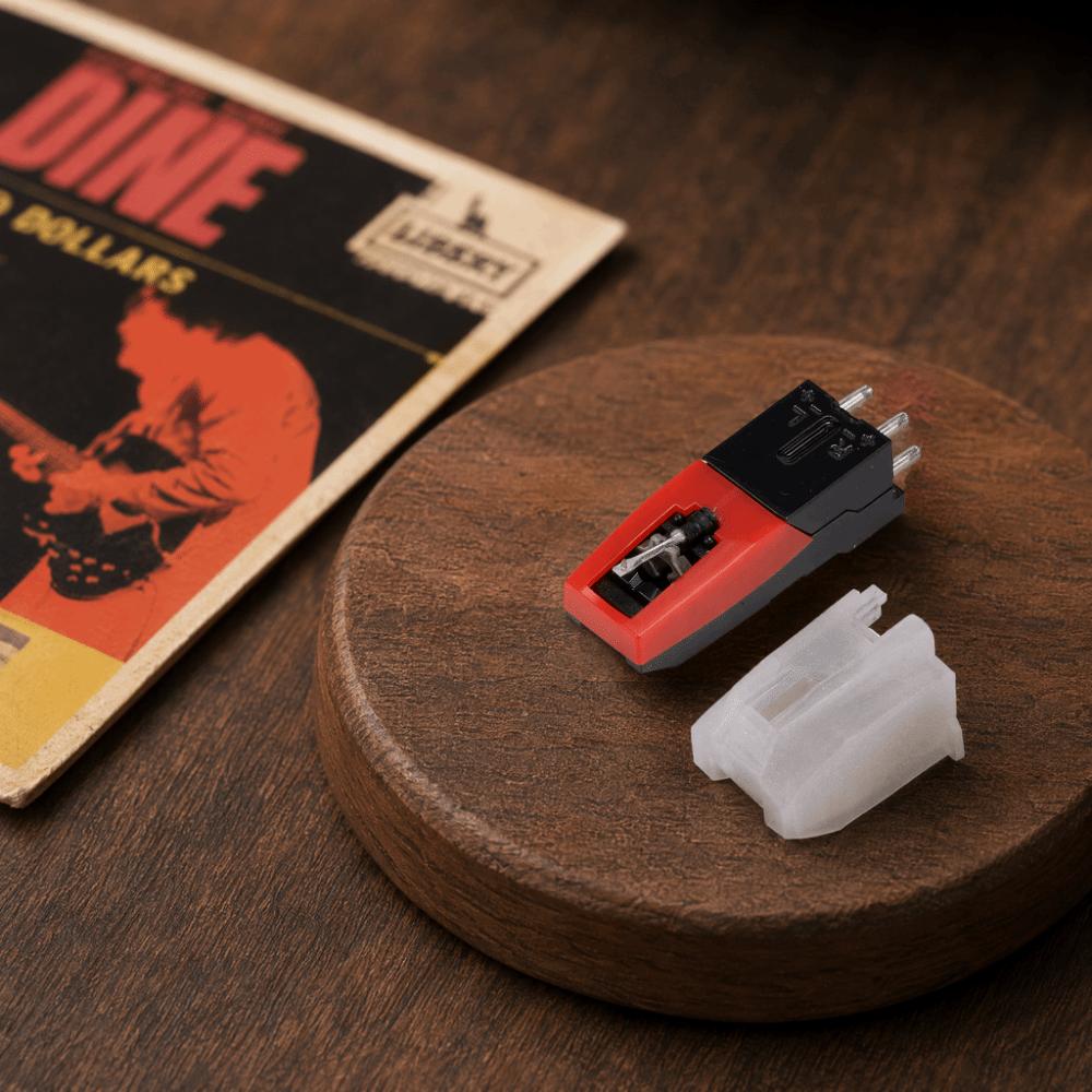with White Plastic Case Dual Needle Stereo Stylus Phonograph Cartridge Record Player Accessory