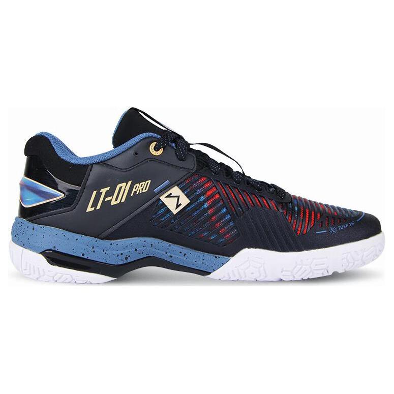 Li Ning Pro Rubber Comfortable Slip Resistant High top Badminton Shoes Men's Black Blue AYAT009-4