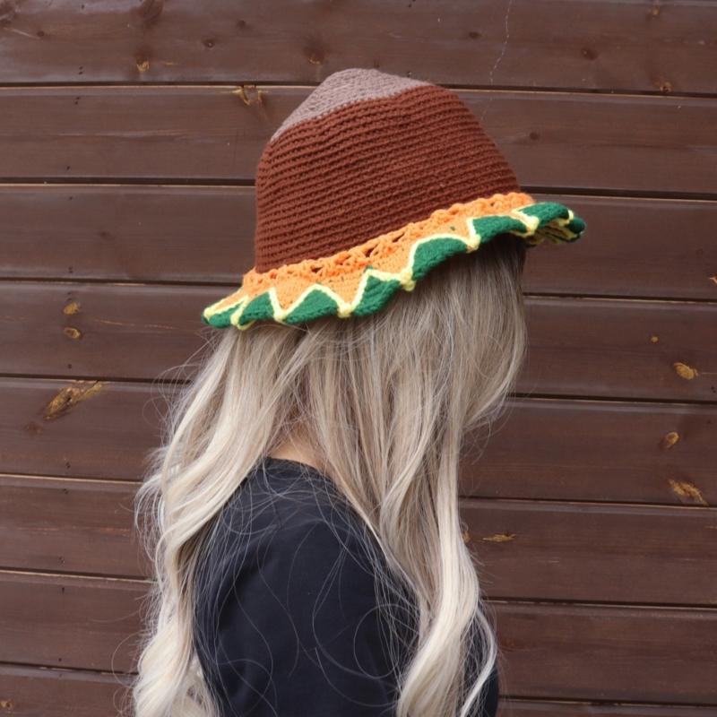 Crochet Fishing Hat Sunflower Bonnet Hat Women Photography Hat Beach Bucket Sun Hat Beachwear Spring Fishing Travel Hat